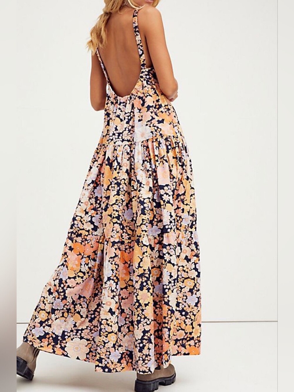 Free People Park Slope Floral Flowy Maxi Cotton Dress (Size Small, Fits Larger) - Picture 3 of 10